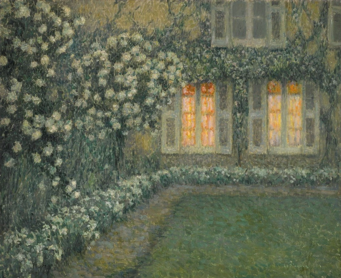 Henri Le Sidaner - Il giardino bianco al tramonto